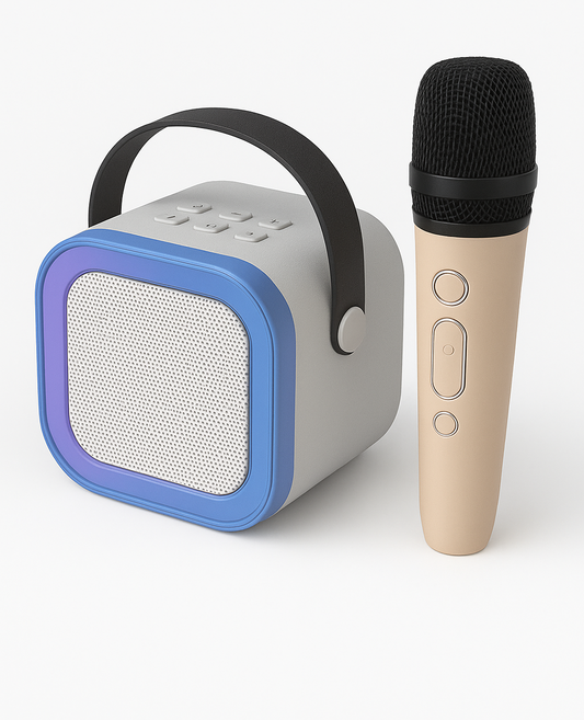 K12 Portable Bluetooth Karaoke Speaker with Wireless Mic – 5 W PA Sound · LED Party Lights · 2000 mAh Battery · Type‑C Charge