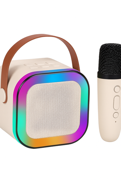 K12 Portable Bluetooth Karaoke Speaker with Wireless Mic – 5 W PA Sound · LED Party Lights · 2000 mAh Battery · Type‑C Charge