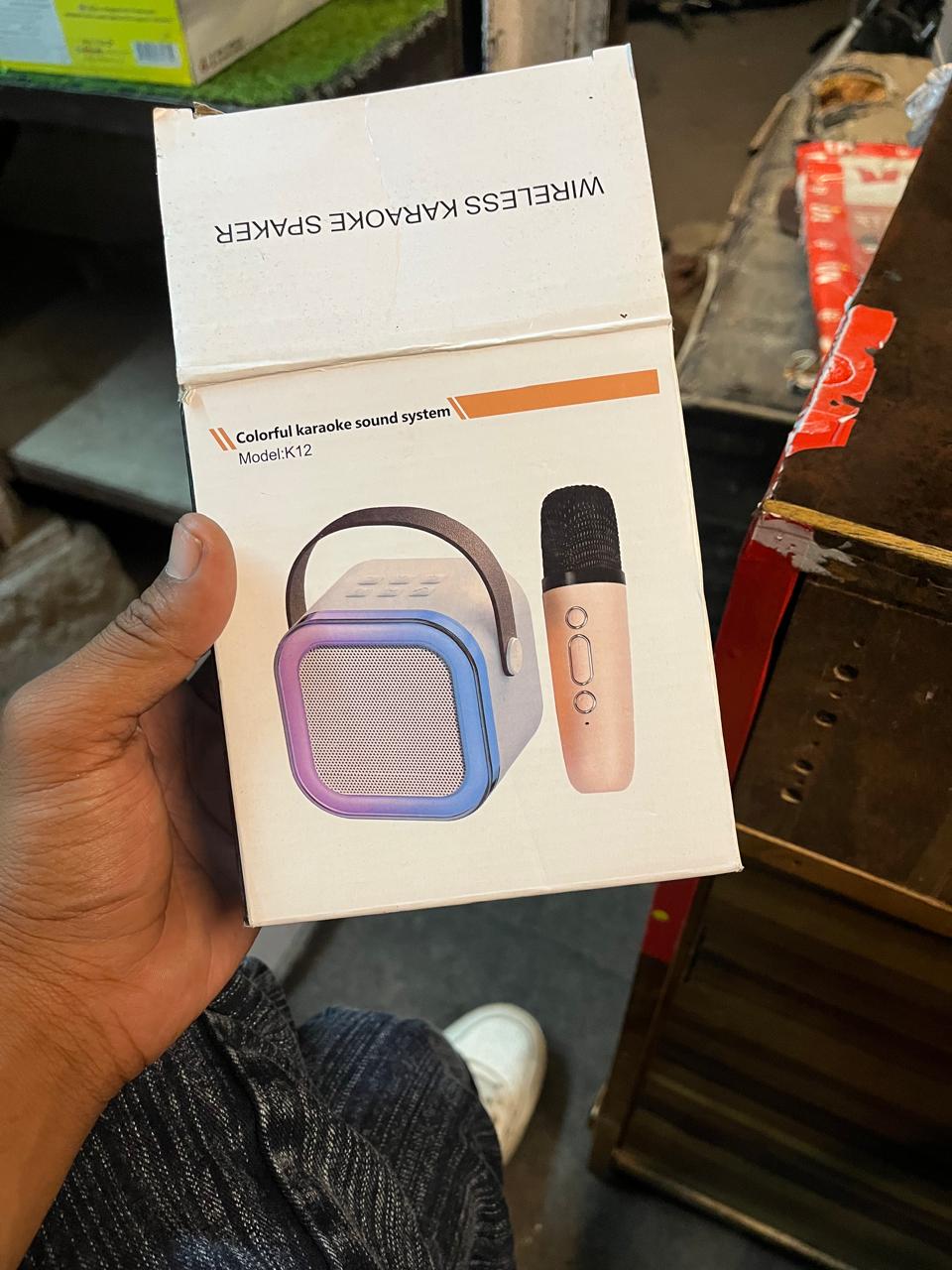 K12 Portable Bluetooth Karaoke Speaker with Wireless Mic – 5 W PA Sound · LED Party Lights · 2000 mAh Battery · Type‑C Charge